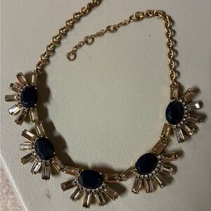 J. Crew Gold and Blue Gem Necklace